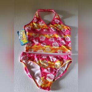 Wetsuit Club Girls 2 Pc Swimsuit**Sz Large 10/12**NWT**Hawaiian Print